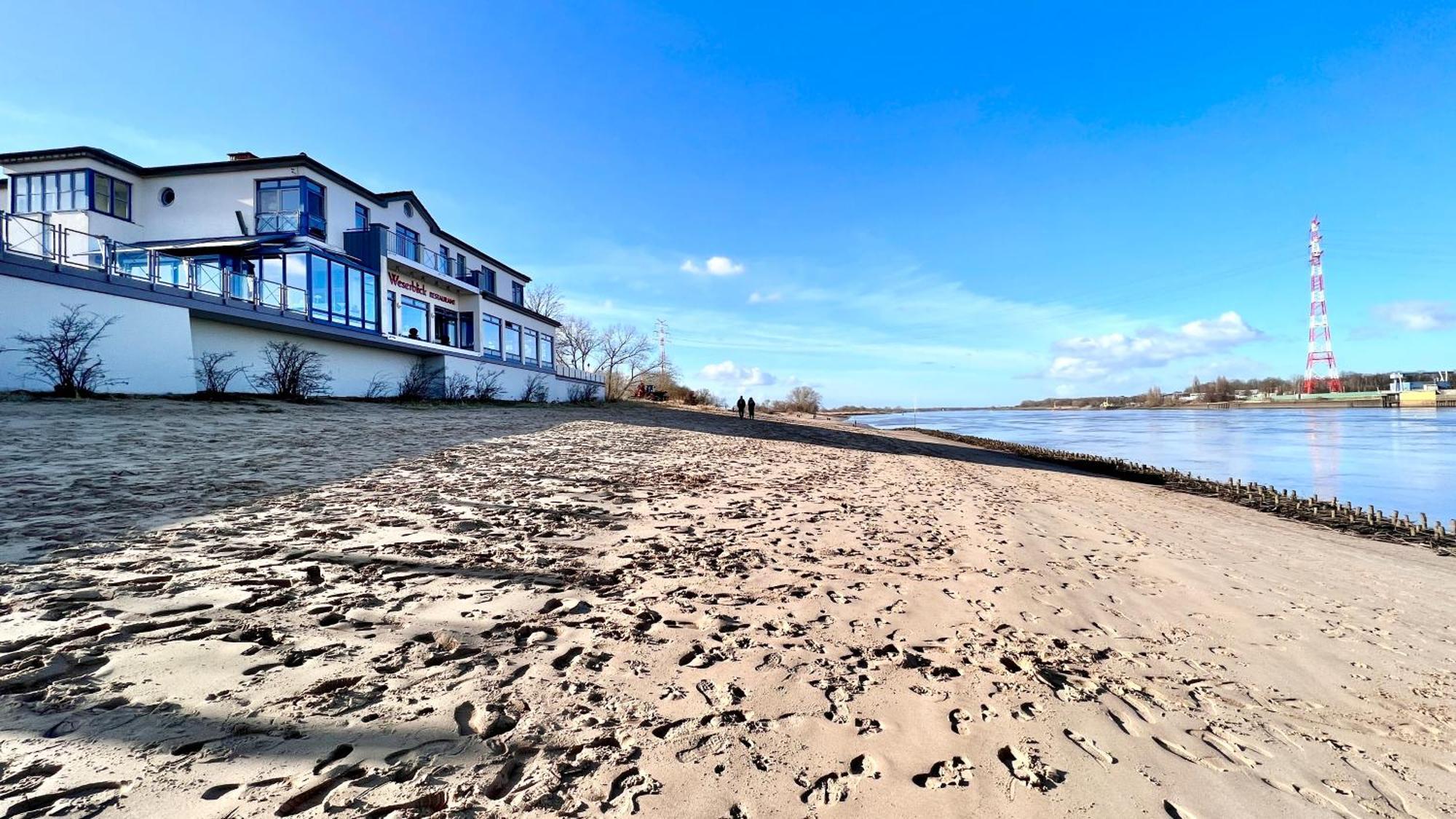 Gaestehaus Weserblick Am Weser-Sandstrand Berne Exterior foto